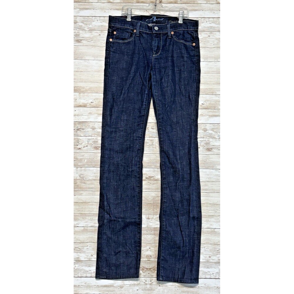 7 For All Mankind Straight Jeans Women 26 Dark Blue Stretch 29x32